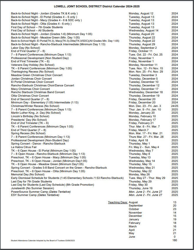 24-25 student attendancew calendar